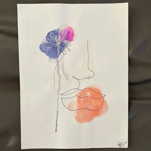 Minimalist Woman’s Face watercolor Picasso style